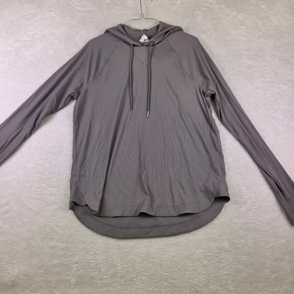 Sage Collective Ribbed Hoodie Womens Large Mauve Lavender Raglan Pullover L/G/G